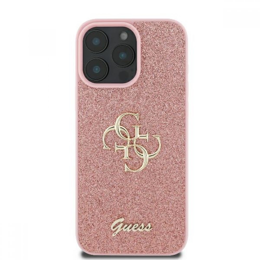 Калъфи - Калъф Guess Hardcase Fixed Glitter Big за iPhone 16 Pro Pink