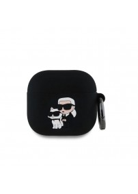 Оригинален силиконов калъф Karl Lagerfeld 3D Logo NFT Karl & Choupette с карабинер за Apple AirPods 4 | 