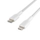 USB кабели - Кабел Belkin BOOST CHARGE Braided, USB-C to Lightning, Бял