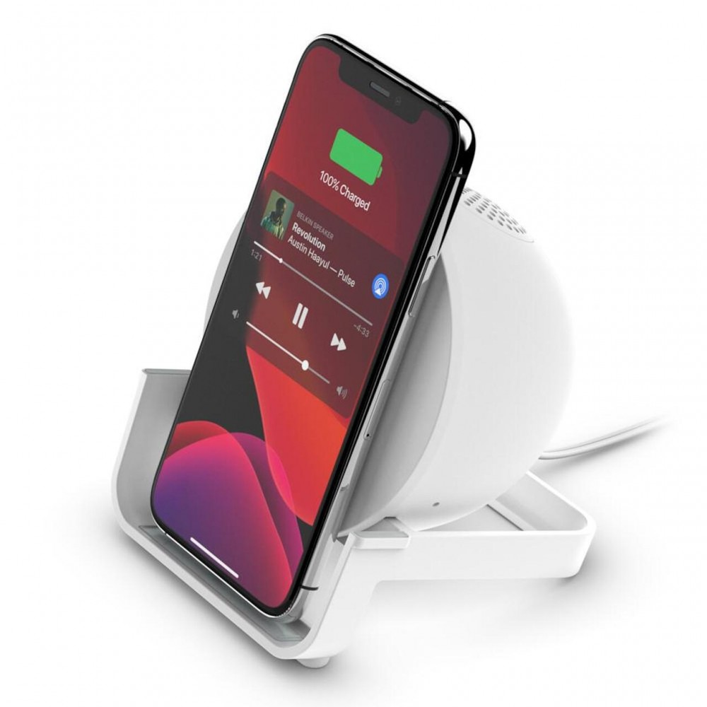 Други аксесоари - Безжично зарядно с bluetooth колонка Belkin - Boost charge 10W White