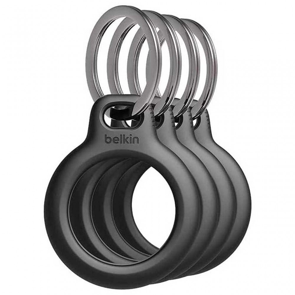 USB кабели - AirTag Holder Belkin key ring 4 pack, Черен