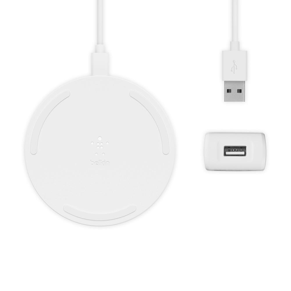 Зарядни устройствa - Поставка за безжично зареждане Belkin с кабел 10W, Бял