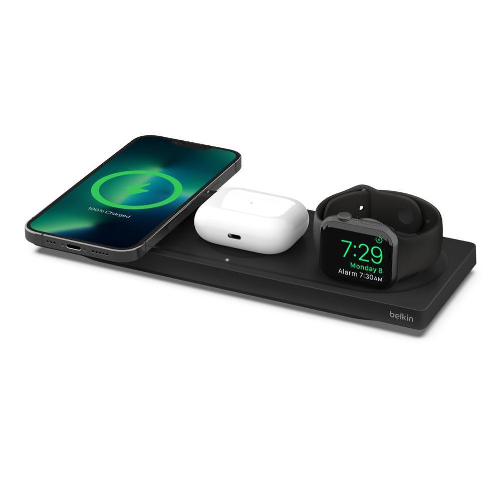 Зарядни устройствa - Поставка за безжично зареждане 3 в 1 Belkin MagSafe, Черен