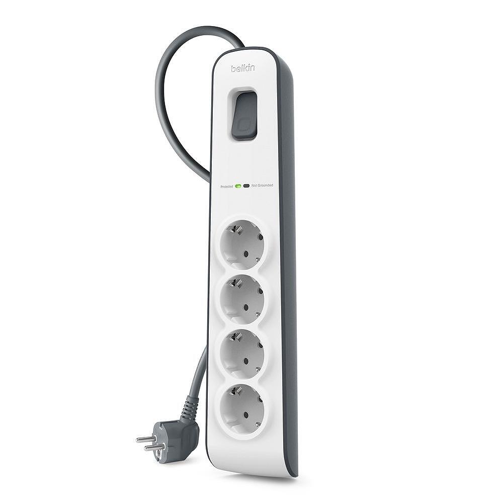 Зарядни устройствa - Защитен разклонител Belkin, 4 гнезда, 525J, 2M