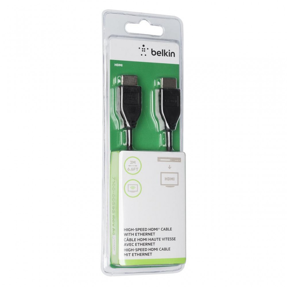USB кабели - Кабел високоскоростен Belkin HDMI 2M с Ethernet, Черен