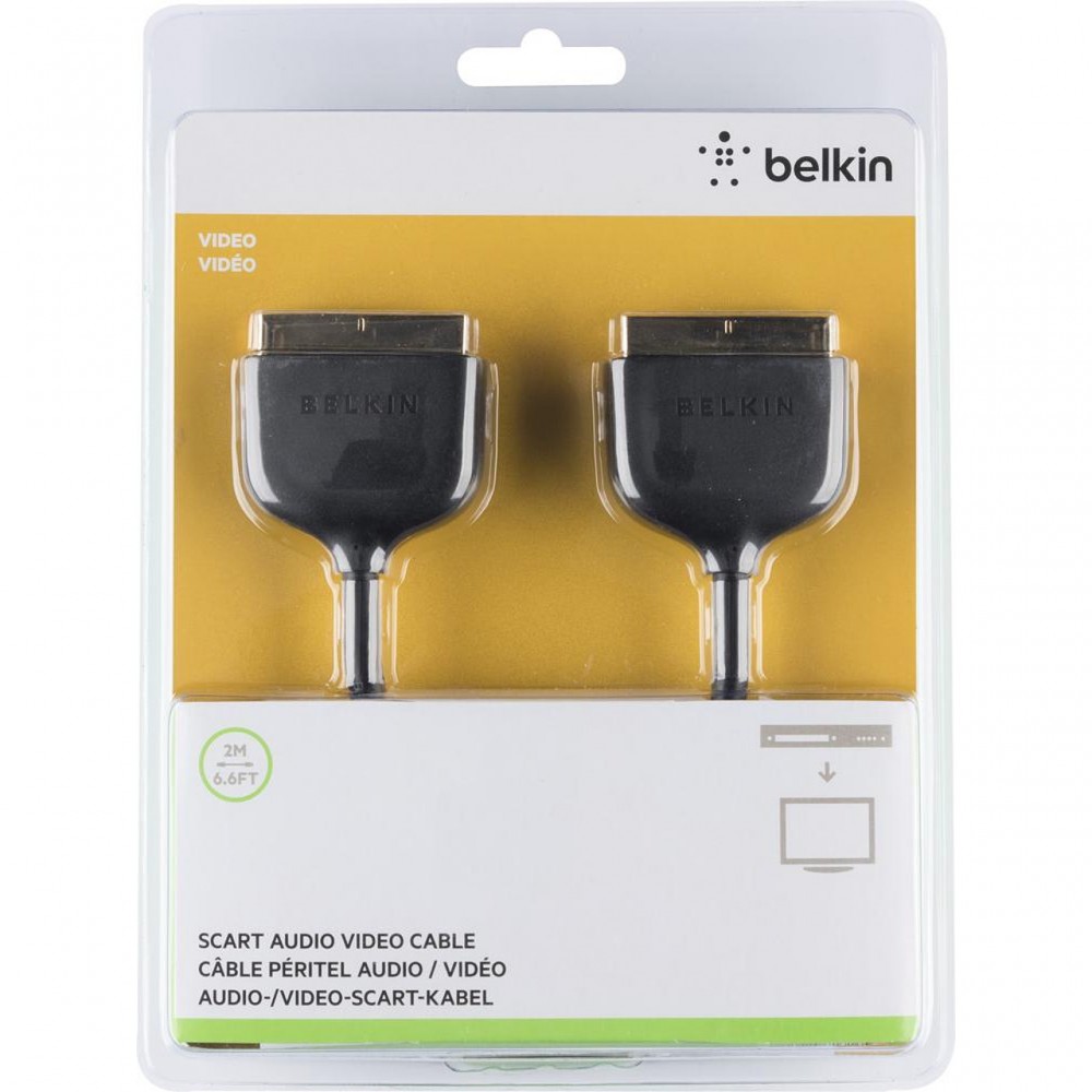 USB кабели - Кабел Belkin SCART към SCART Video 2M, Черен