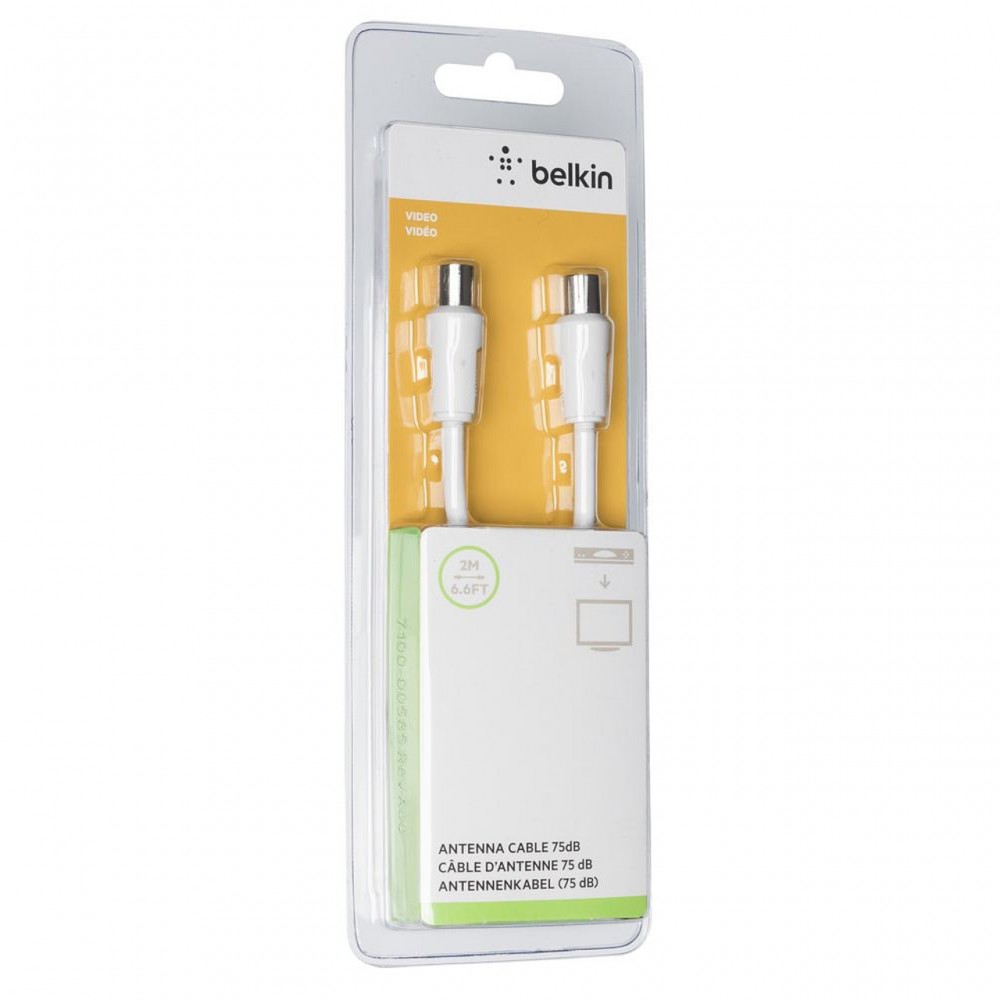 USB кабели - Кабел Belkin Coaxial 75dB 2M, Бял