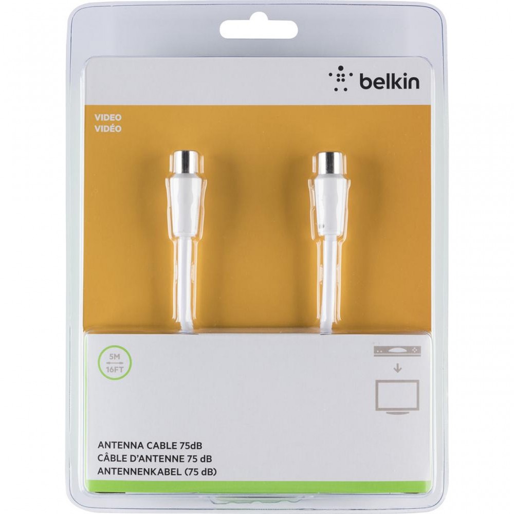 USB кабели - Кабел Belkin Coaxial 75dB 5M, Бял