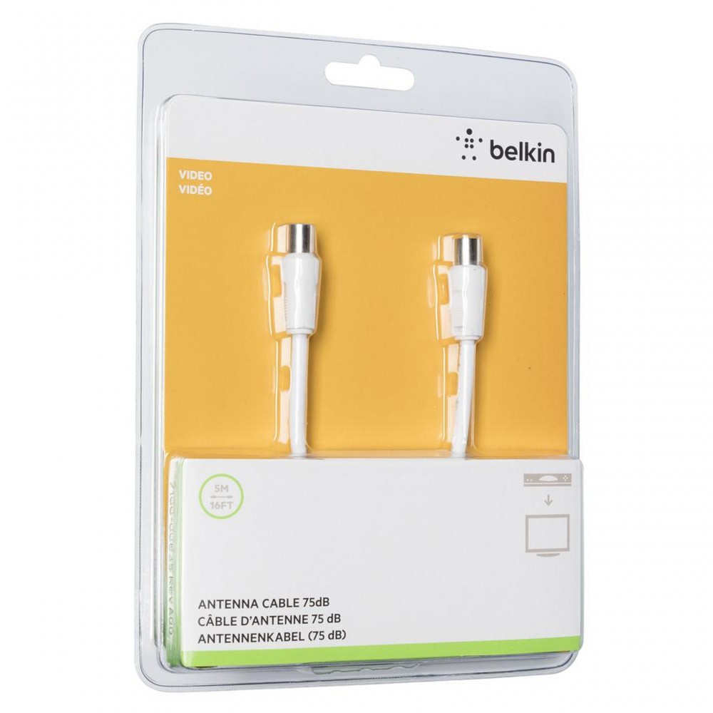 USB кабели - Кабел Belkin Coaxial 75dB 5M, Бял