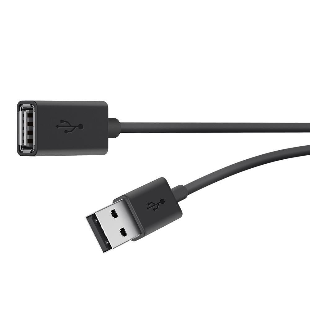 USB кабели - Кабел удължител Belkin USB Type-A Male към USB Type-A Female 3M, Черен