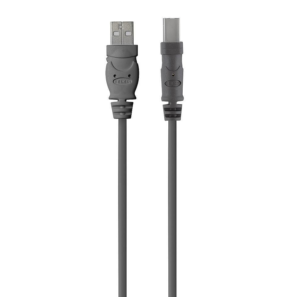 USB кабели - Кабел Belkin USB 2.0 A към USB 2.0 B 4.8M, Сив