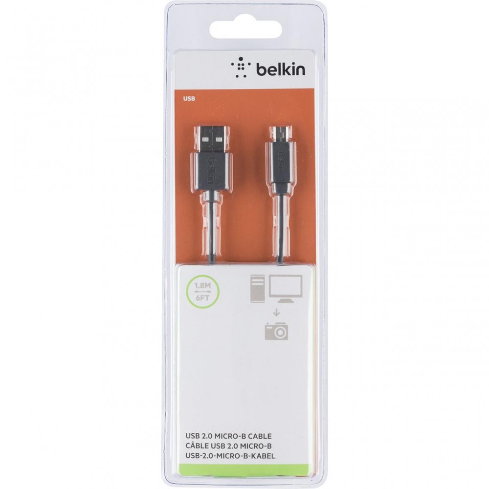 USB кабели - Кабел Belkin USB2.0 A To Mini-USB B 1.8M, Черен