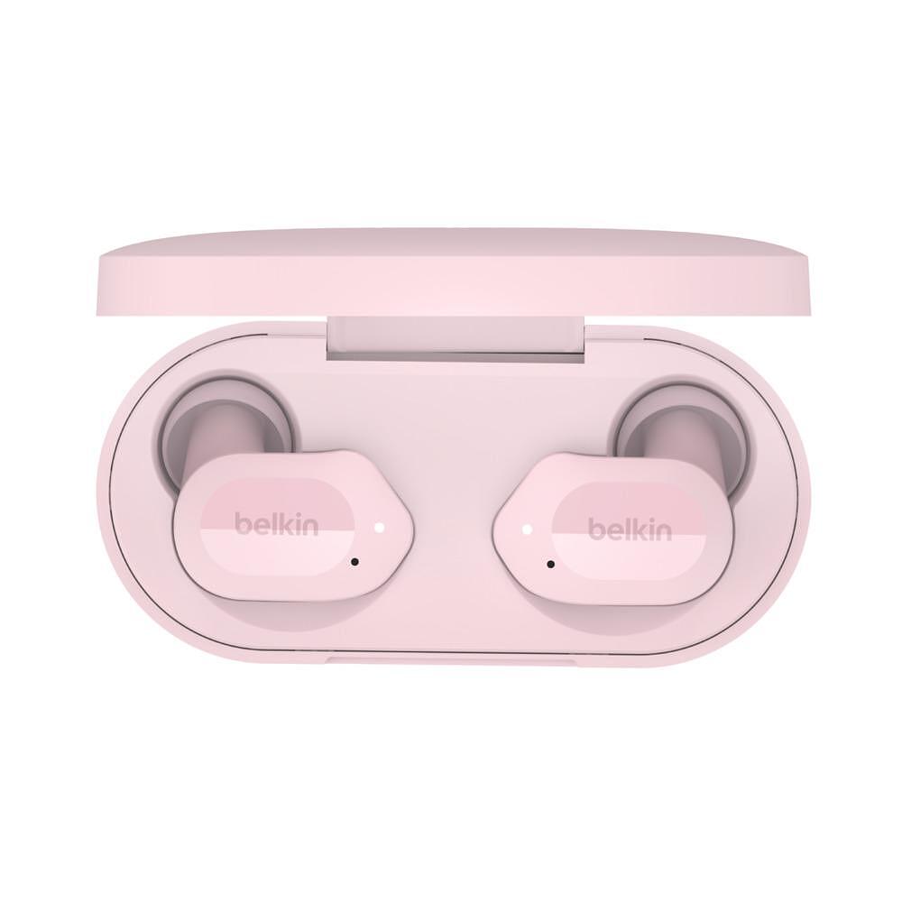 Безжични слушалки - Безжични слушалки Belkin Soundform Play True Wireless, Розови