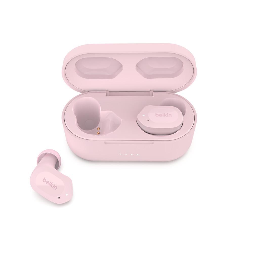 Безжични слушалки - Безжични слушалки Belkin Soundform Play True Wireless, Розови