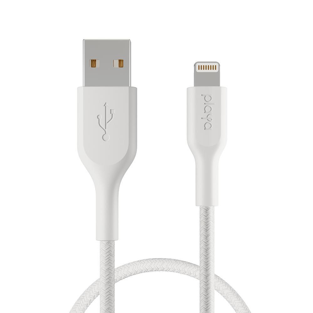 Аксесоари - Кабел с оплетка Belkin Playa USB-A към Lightning 1M, Бял