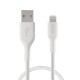 Аксесоари - Кабел с оплетка Belkin Playa USB-A към Lightning 1M, Бял