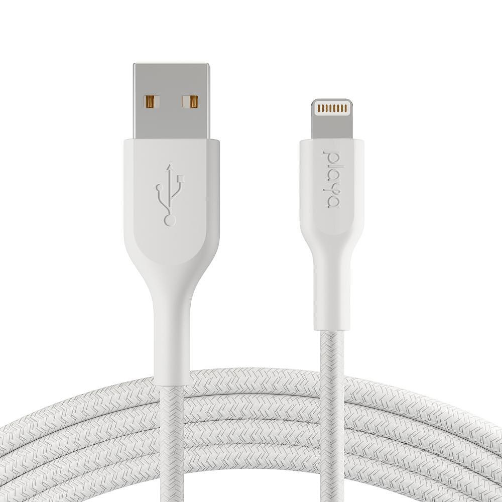 Аксесоари - Кабел с оплетка Belkin Playa USB-A към Lightning 1M, Бял