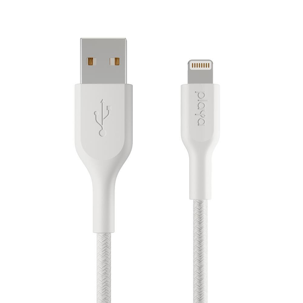 Аксесоари - Кабел с оплетка Belkin Playa USB-A към Lightning 1M, Бял