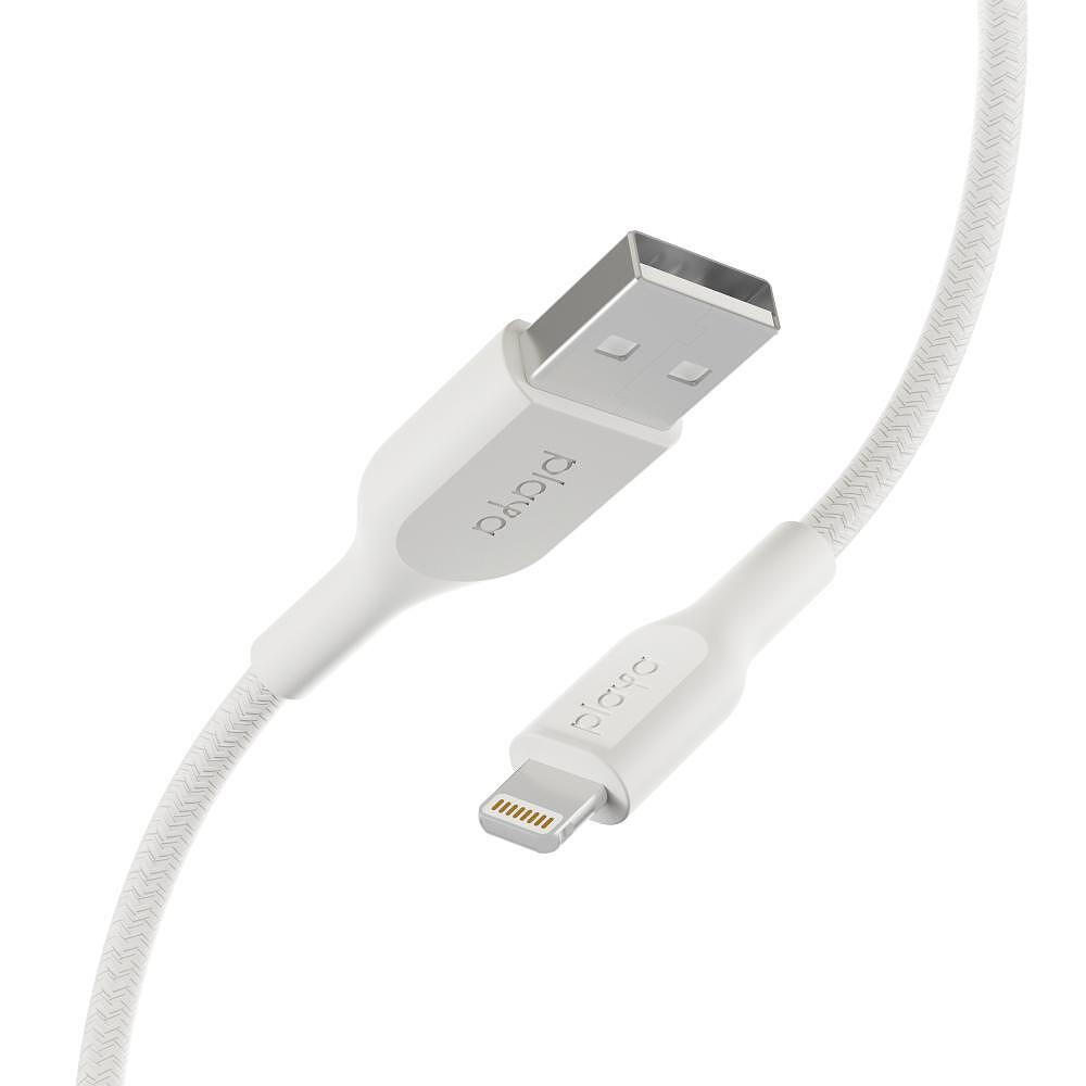 Аксесоари - Кабел с оплетка Belkin Playa USB-A към Lightning 1M, Бял