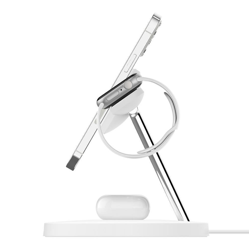 Зарядни устройствa - Стойка за безжично зареждане 3 в 1 Belkin MagSafe, Бял