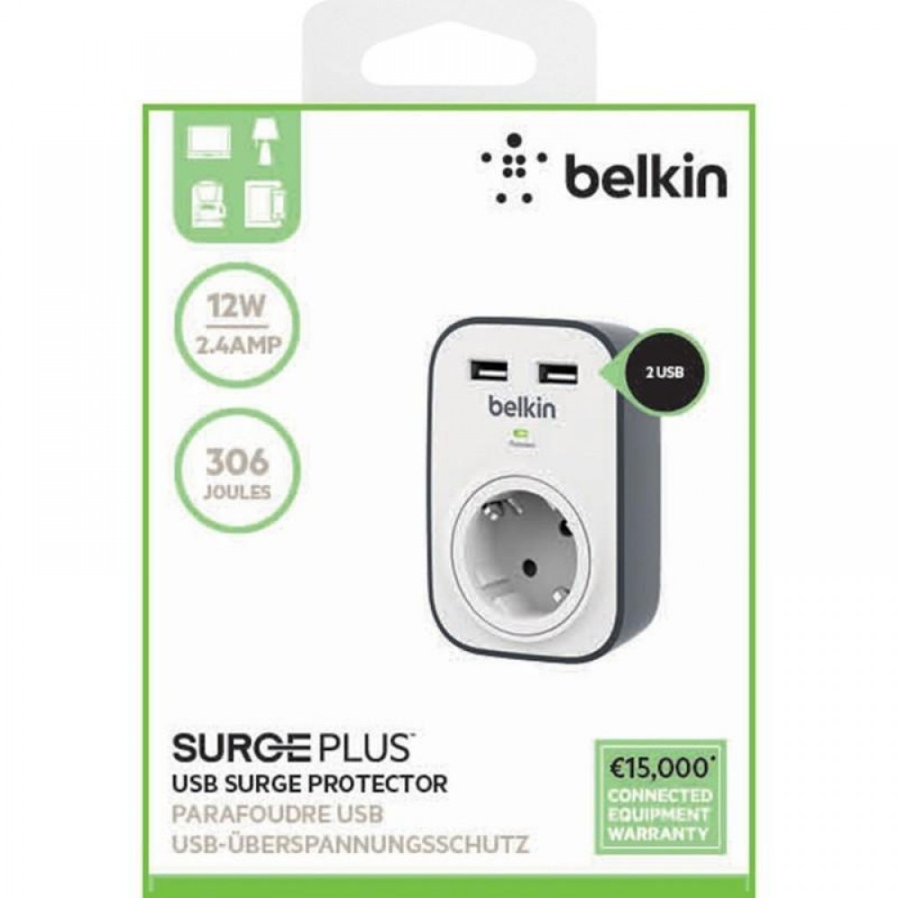 Зарядни устройствa - Мрежово зарядно Belkin 220V, 2 USB-A порта по 2.4A/12W
