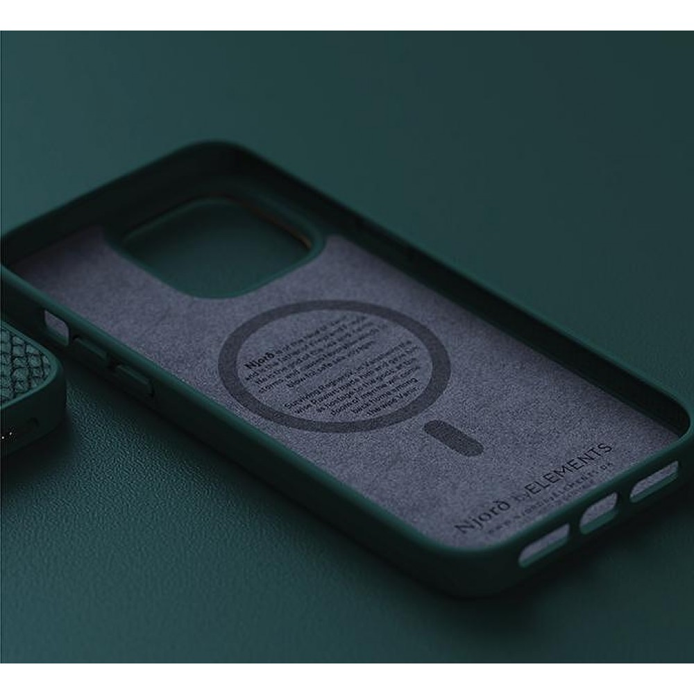 Калъфи - Njord Magsafe калъф кожа от сьомга за iPhone 14 Plus, Зелен
