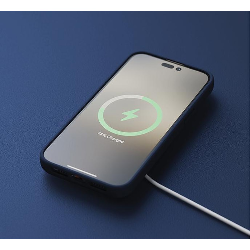 Калъфи - Njord Magsafe калъф кожа от сьомга за iPhone 14, Петролено син