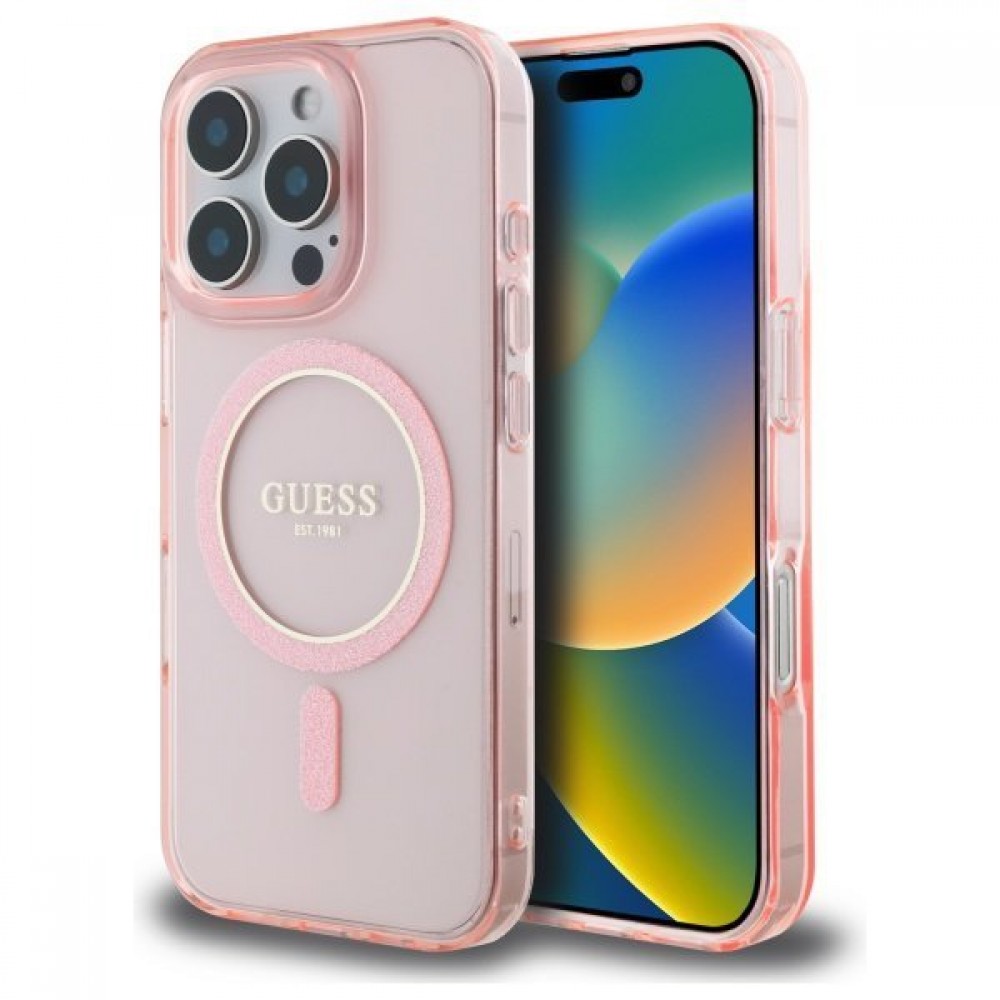Калъфи - Калъф Guess Glitter Circle MagSafe за iPhone 16 Pro Max