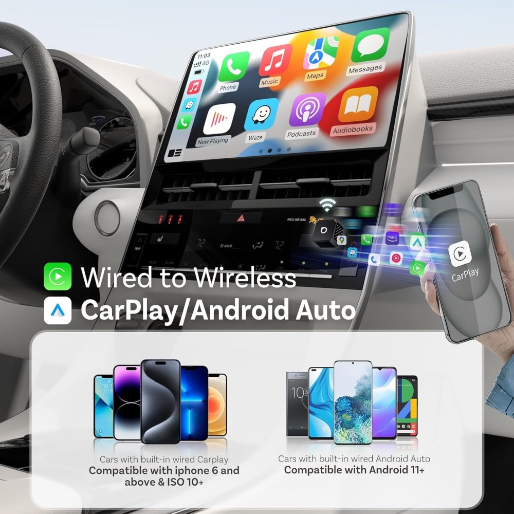 [parent_category] - Други смарт джаджи - Безжичен адаптер Ottocast Mini Cube T3 за CarPlay Android Auto CP88
