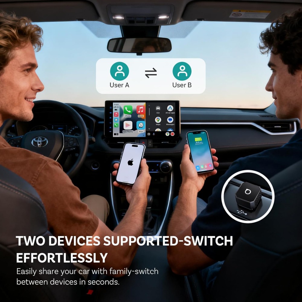 [parent_category] - Други смарт джаджи - Безжичен адаптер Ottocast Mini Cube T3 за CarPlay Android Auto CP88
