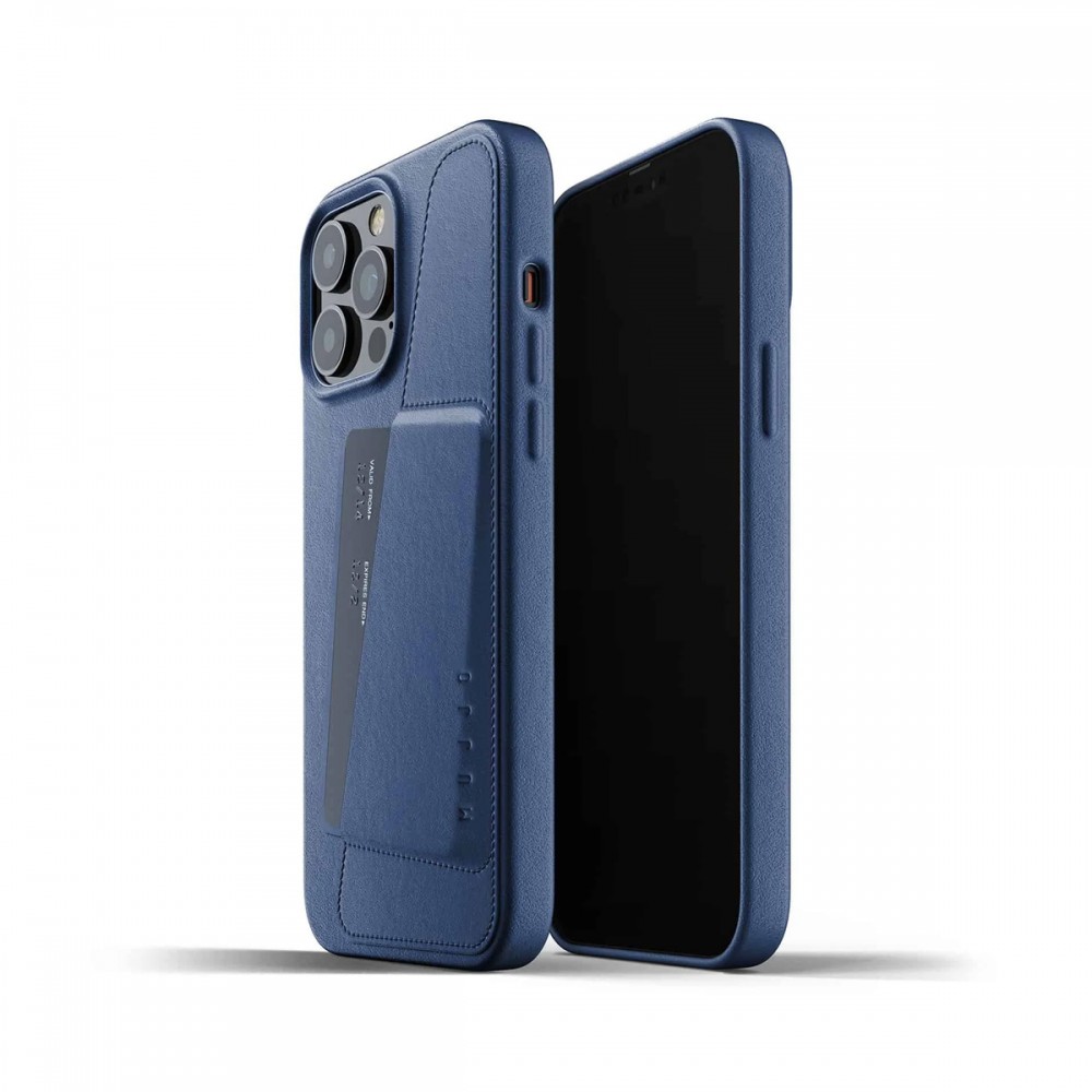 Калъфи - Калъф кожен Mujjo, Full Wallet Leather Case for iPhone 13 Pro Max Blue