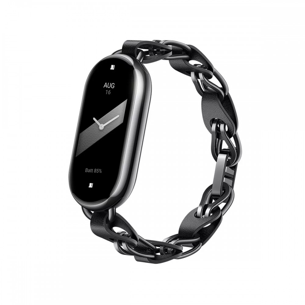 Каишки за Смарт часовници - Каишка Chain Strap за Xiaomi Mi Band 8, Black