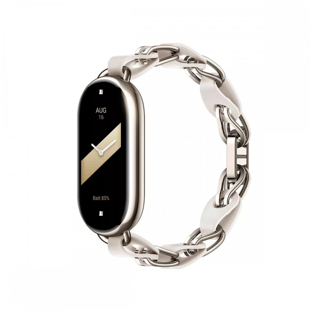 Каишки за Смарт часовници - Каишка Chain Strap за Xiaomi Mi Band 8, White