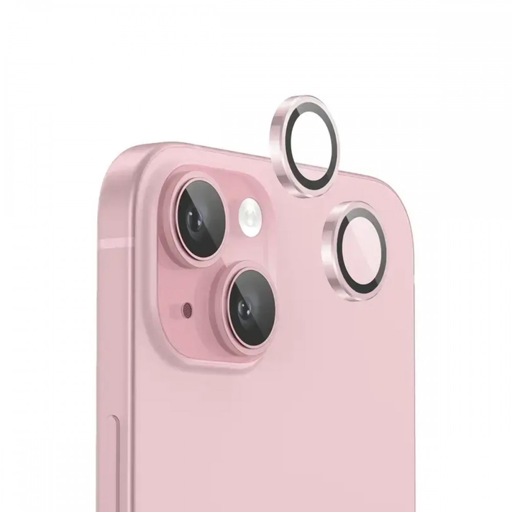 Стъклени протектори - Стъклен протектор за камера за Apple iPhone 15 /15 Plus Pink