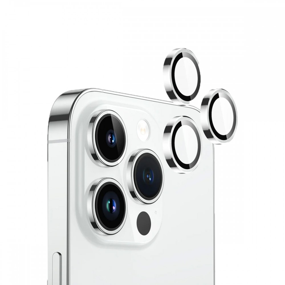 Стъклени протектори - Стъклен протектор за камера за Apple iPhone 15 Pro/15 Pro Max Silver