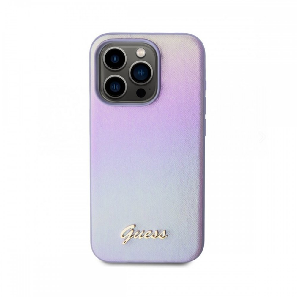 Калъфи - Калъф Guess Iridescent Metal Script Back Case за Apple iPhone 15 Pro