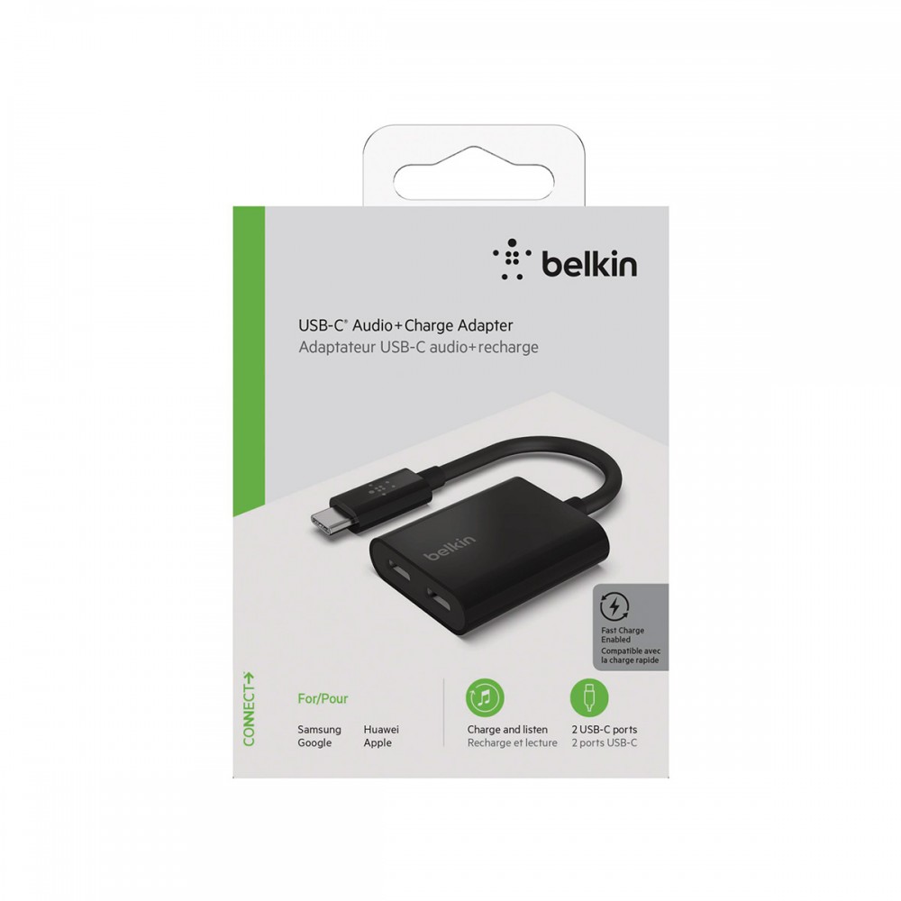 USB кабели - Адаптер Belkin RockStar USB-C аudio и Charge