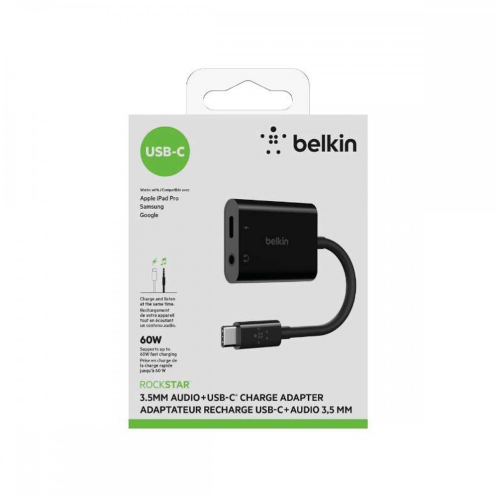 USB кабели - Зарядно адаптер Belkin RockStar 3.5mm USB-C