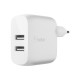 Зарядни устройствa - Зарядно Belkin BOOST CHARGE USB-A 12W X2 Dual White