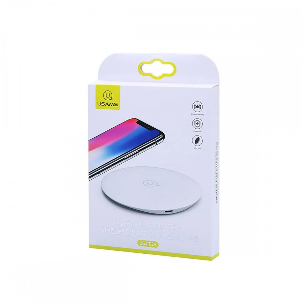 Зарядни устройствa - Безжично зарядно Usams Ultra-Thin Wireless Fast Charging Pad White