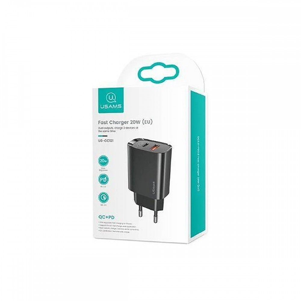 Зарядни устройствa - Зарядно Устройство USAMS US-CC121 20W Black
