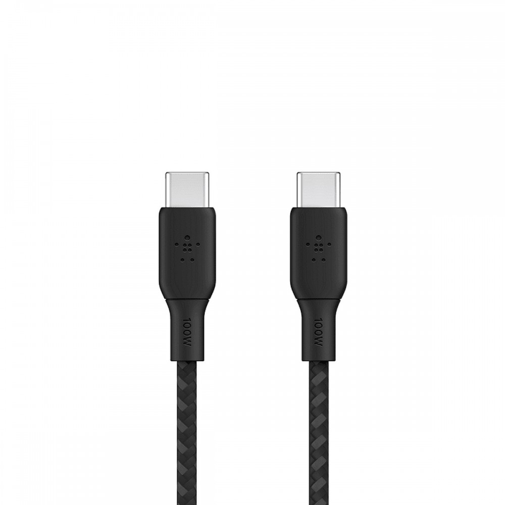 USB кабели - Кабел с оплетка Belkin BoostCharge USB-C към USB-C 3M, Черен