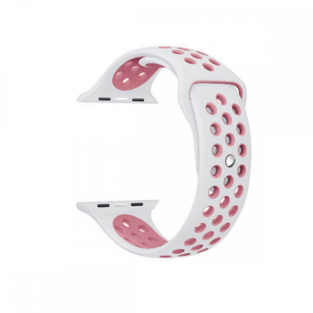 Каишки за Смарт часовници - Силиконова каишка за Apple Watch 42/44 мм White Pink