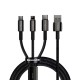 USB кабели - Универсален кабел Baseus Tungsten Gold 3-in-1 Black
