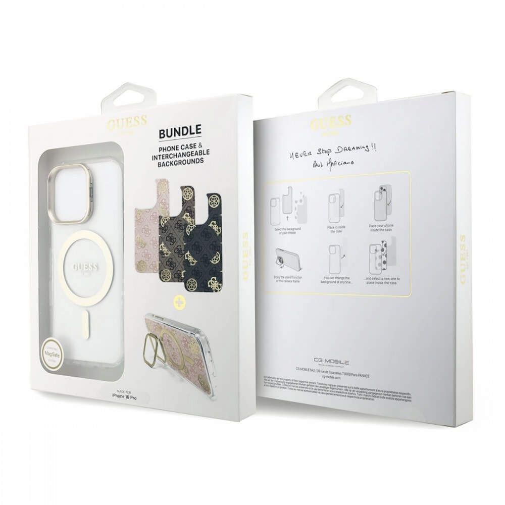 [parent_category] - Калъфи - Guess Electroplated Camera Case With Interchangeable Backs хибриден удароустойчив кейс с MagSafe и сменяеми гърбове за iPhone 16 Pro