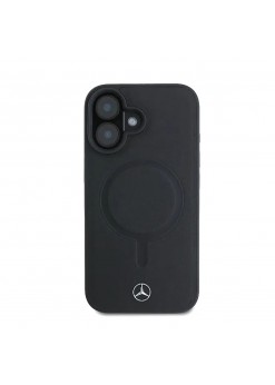 Оригинален калъф Mercedes Plain Smooth Leather за iPhone 16 с MagSafe  | 